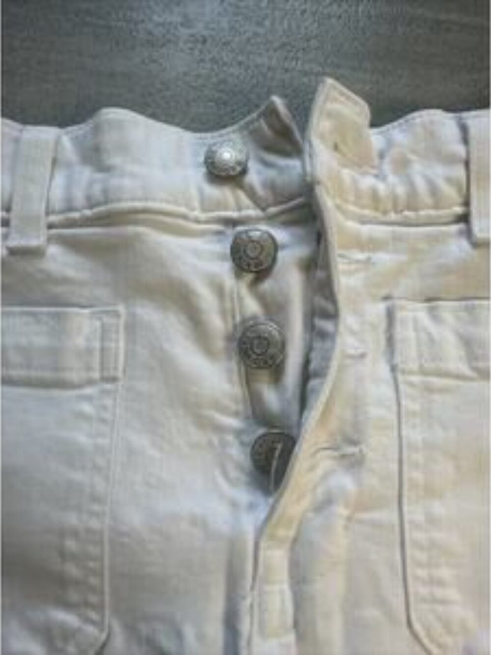 High rise denim Cut Off shorts white - Picture 2 of 4